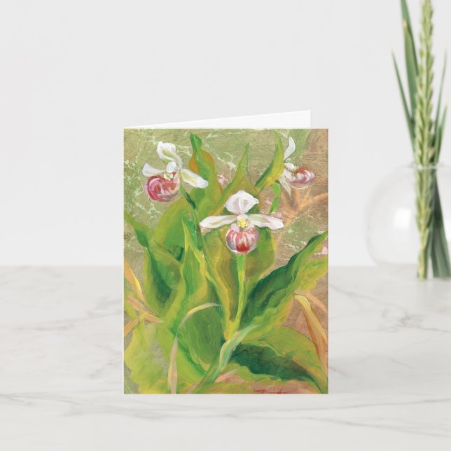 Tarjeta de nota Lady Slipper Orchid (Anverso)