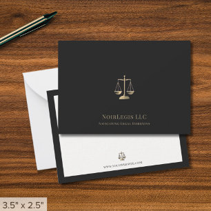 Tarjeta de nota legal sofisticada Gold Justice Sca