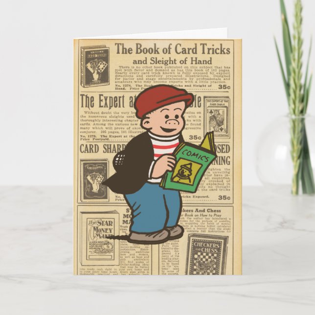 Tarjeta de nota "Leyendo historietas" (Anverso)