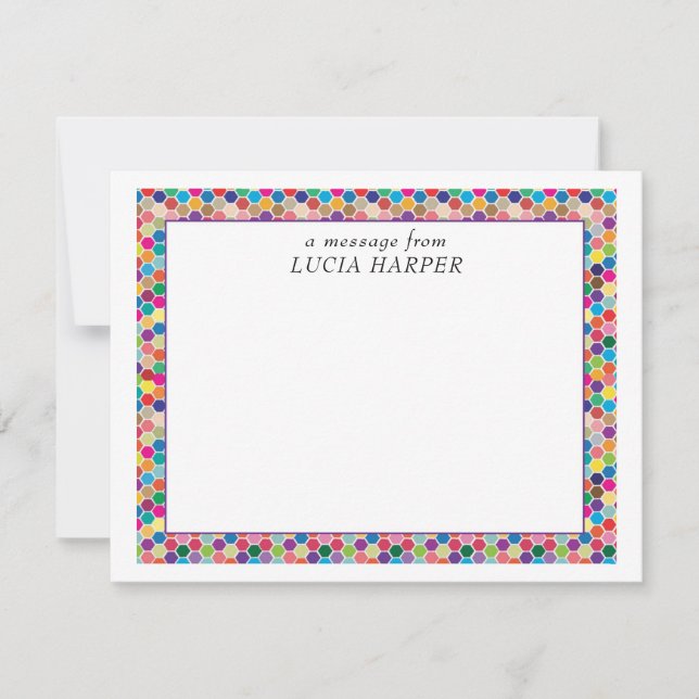 Tarjeta de nota linda con monograma de arcoíris de (Anverso)