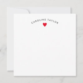 Tarjeta de nota linda y femenina con corazón rojo 