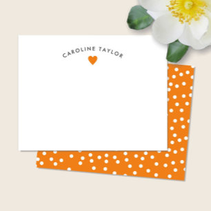 Tarjeta de nota linda y femenina de corazón y luna