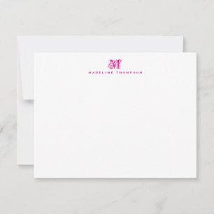 Tarjeta de nota magenta simple monograma con estil