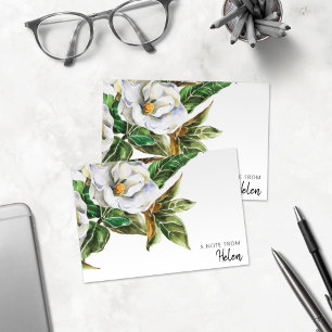 Tarjeta de Nota Magnolias de acuarela de bonito co