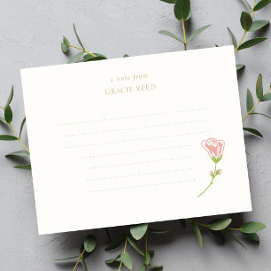 Tarjeta de nota manuscrita con Rosa de moda Boda