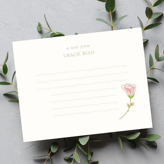 Tarjeta de nota manuscrita con Rosa de moda Boda (Subido por el creador)