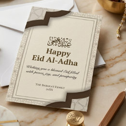 Tarjeta de nota Mínima Moderna Islámica Eid Mubara