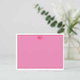 Tarjeta de nota mínima rosa, roja y cristalina