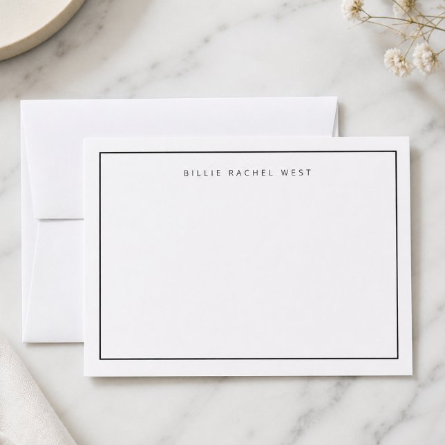 Tarjeta de Nota Mínima | Tarjetas Blancas de Borde (Minimalist horizontal note card by Guava - sleek, simple, and customizable)