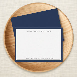 Tarjeta de nota minimalista de dos bordes en azul 