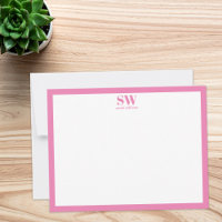 Tarjeta de nota Minimalista moderna de borde rosa 