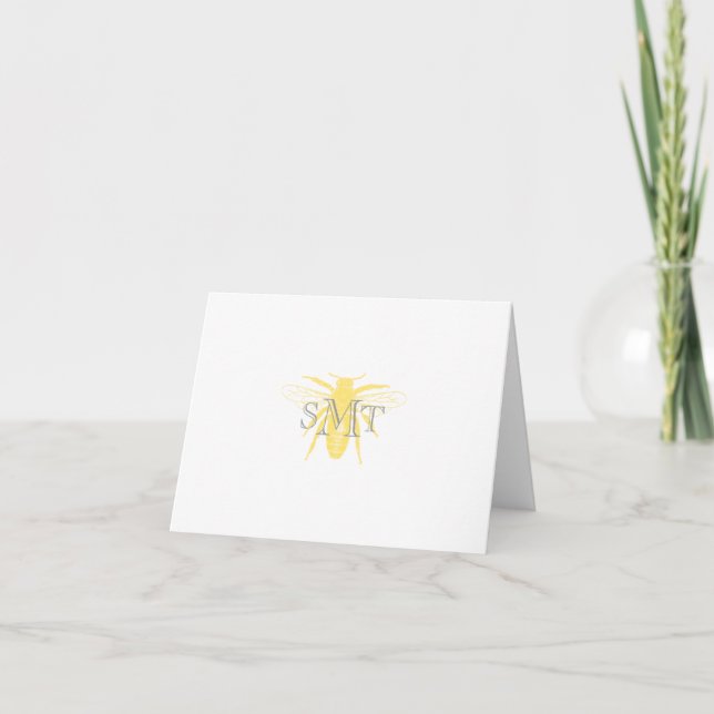 Tarjeta de nota Monograma de abeja (Anverso)