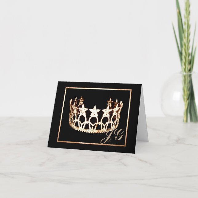Tarjeta de nota Monograma de Miss USA Crown Person (Anverso)