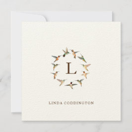 Tarjeta de nota Monograma Hummingbird