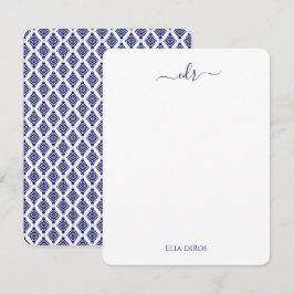 Tarjeta de nota Monograma Naval y Blanco