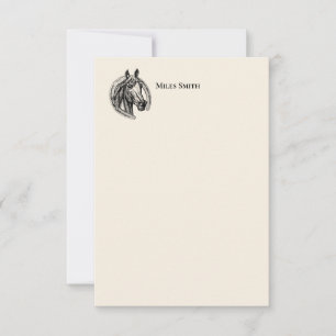 Tarjeta de nota monogramada de caballo vintage