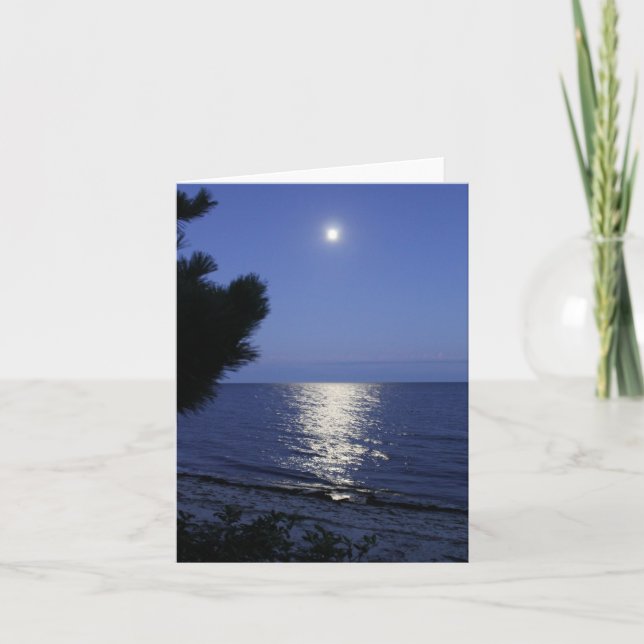 Tarjeta de nota Moon Rising Over Ocean (Anverso)