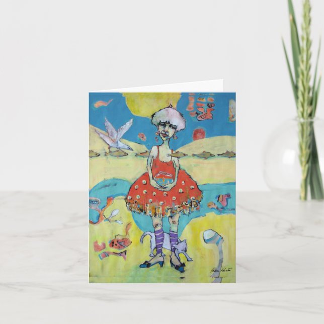 tarjeta de nota "Mujer con peces de oro (Anverso)