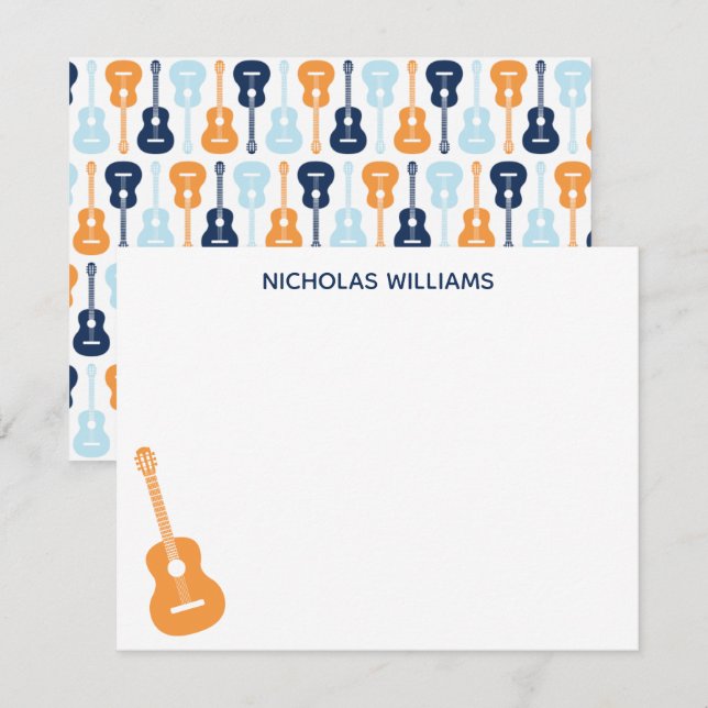 Tarjeta de nota musical de guitarra Blues y Naranj (Anverso / Reverso)
