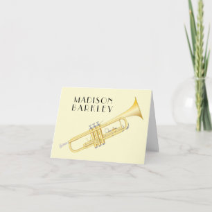 Tarjeta de nota musical de trompeta profesor de ba