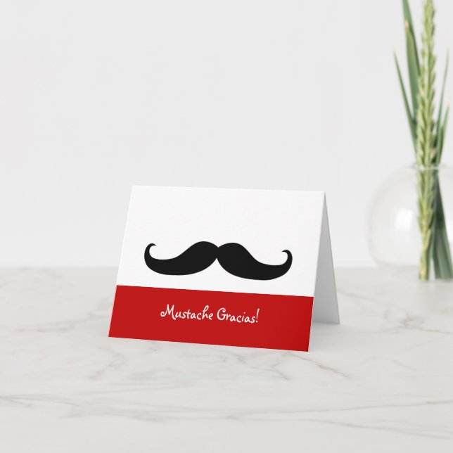 Tarjeta de nota Mustache Gracias Blank (Anverso)