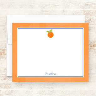 Tarjeta de nota naranja y azul de fruta cítrica el