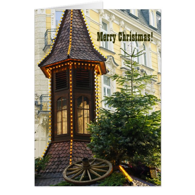 Tarjeta de nota navideña de Feliz (Frente)