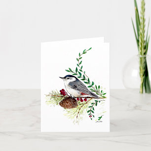 Tarjeta de nota Nuthatch Beauty Watercolor