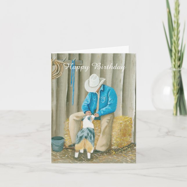 Tarjeta de nota occidental del cumpleaños del arte (Anverso)