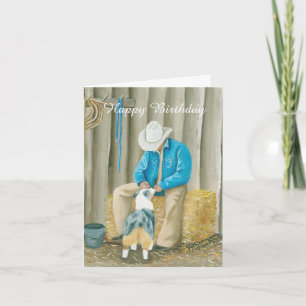 Tarjeta de nota occidental del cumpleaños del arte