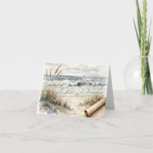 Tarjeta de nota Ocean Beach con papel curvado