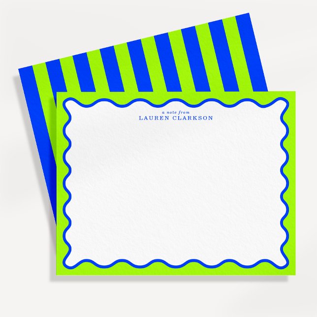 Tarjeta de nota ondulada de neón lima y azul eléct (Subido por el creador)
