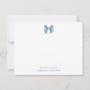 Tarjeta de nota para bebé de Blue Bow personalizad
