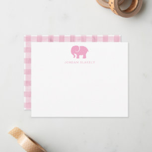 Tarjeta de nota para bebé, elefante rosa claro a c