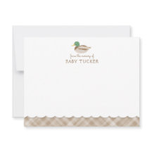 Tarjeta de nota para bebé mallard Duck Brown Prepp