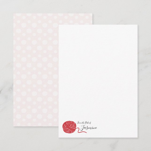 Tarjeta de nota para bolas Scarlett Red Yarn (Anverso / Reverso)