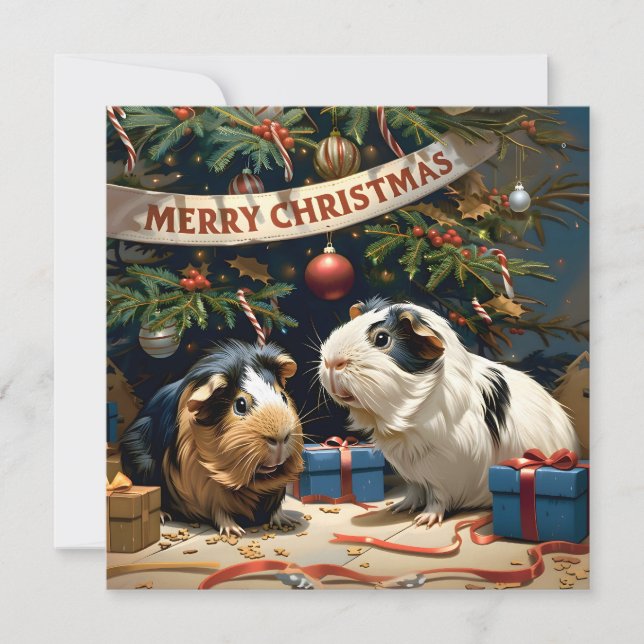 Tarjeta de Nota para Cerdos De Guinea Y Navidades  (Anverso)