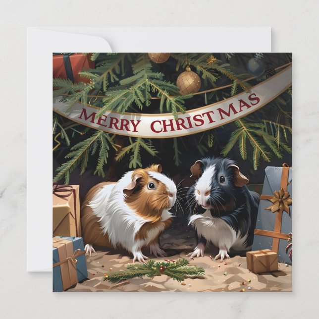 Tarjeta de Nota para Cerdos De Guinea Y Navidades  (Anverso)