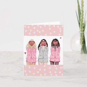 Tarjeta de nota para chicas rosados de ilustracion