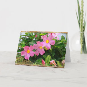 Tarjeta de nota para deflación de flores rosa