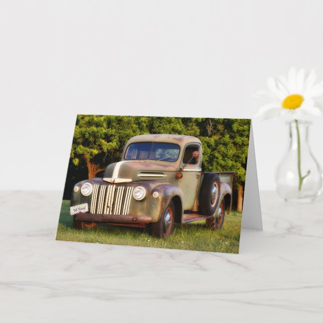 Tarjeta de nota para el coche clásico del camión v (Planta pequeña)