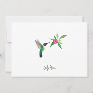 Tarjeta de nota para el colibrí de cola ancha pers