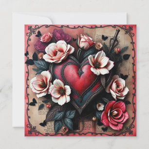 Tarjeta de nota para el corazón gótico