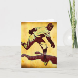 Tarjeta de nota para el lanzador vintage de béisbo