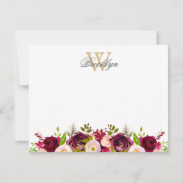 Tarjeta de nota para el monograma floral de Rubor 