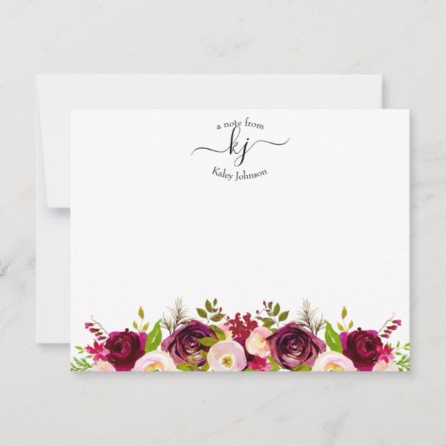 Tarjeta de nota para el monograma fricular floral  (Anverso)