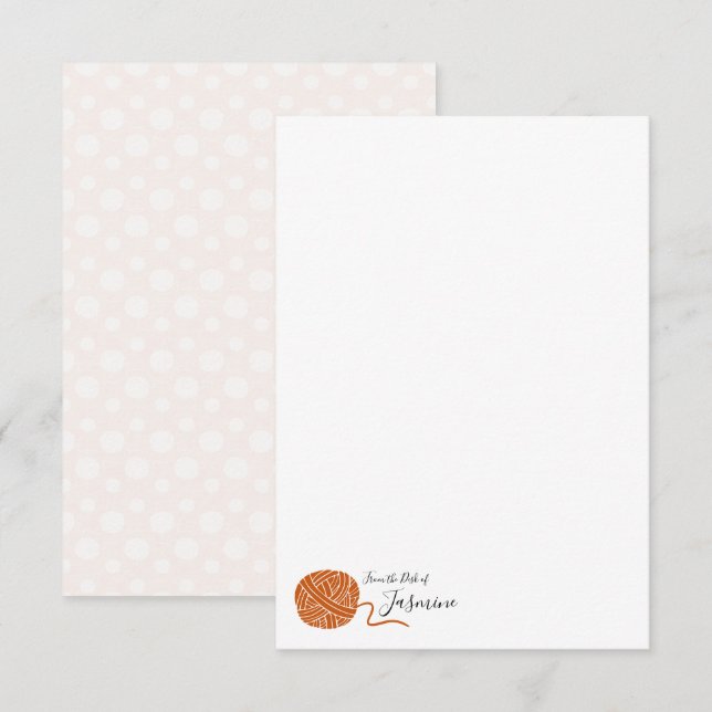 Tarjeta de nota para el Naranja de roya Yarn Ball (Anverso / Reverso)
