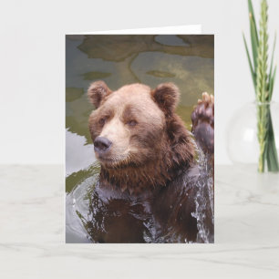 Tarjeta de nota para el oso marrón del baño