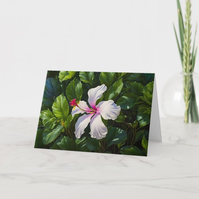 Tarjeta de nota para flores tropicales de Hibiscus (Anverso)