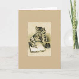 Tarjeta de nota para gato de escritor de vintage